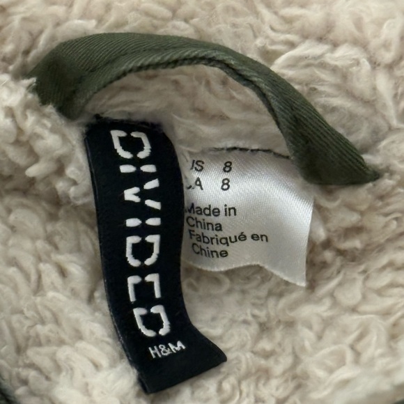 H&M Olive Sherpa Fleece Lined Hooded Utility Jacket - Picture 7 of 7